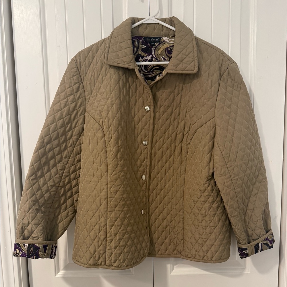 Tara Jones Tan Quilted Jacket Women's, sz. 14W